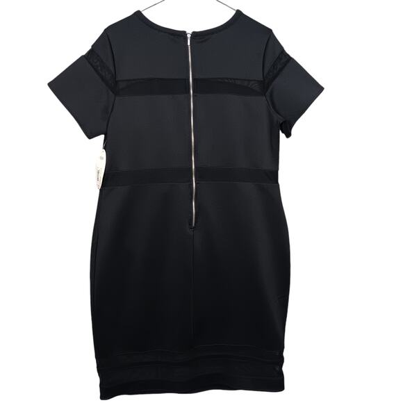 JCP Boutique+ Dress Size 1X Black With Mesh Panels Short Sleeve Zippered NWT - Picture 3 of 10